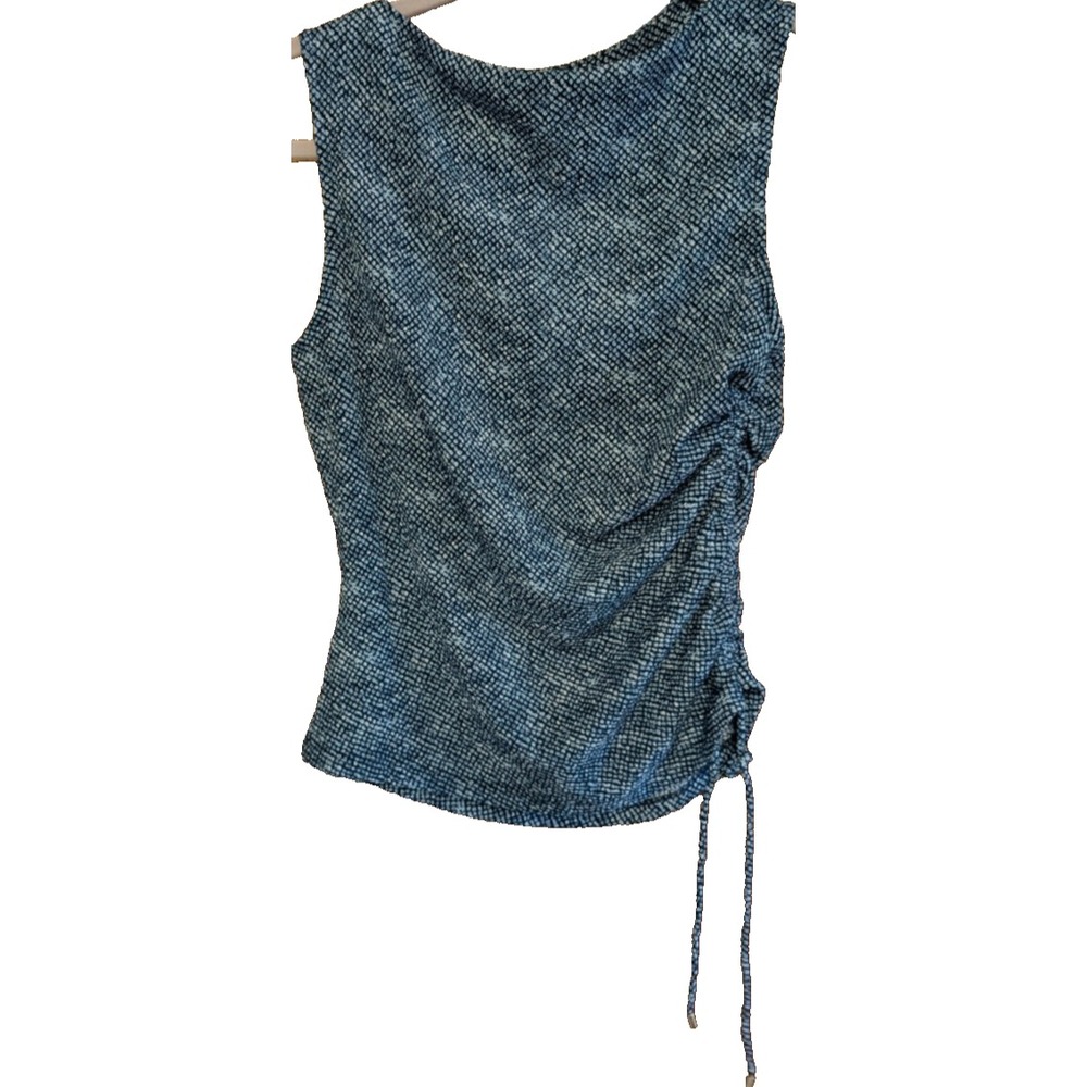 Michael Michael Kors  Ruched Side Tie Sleeveless Top  Blue Multi SMALL NWT NEW